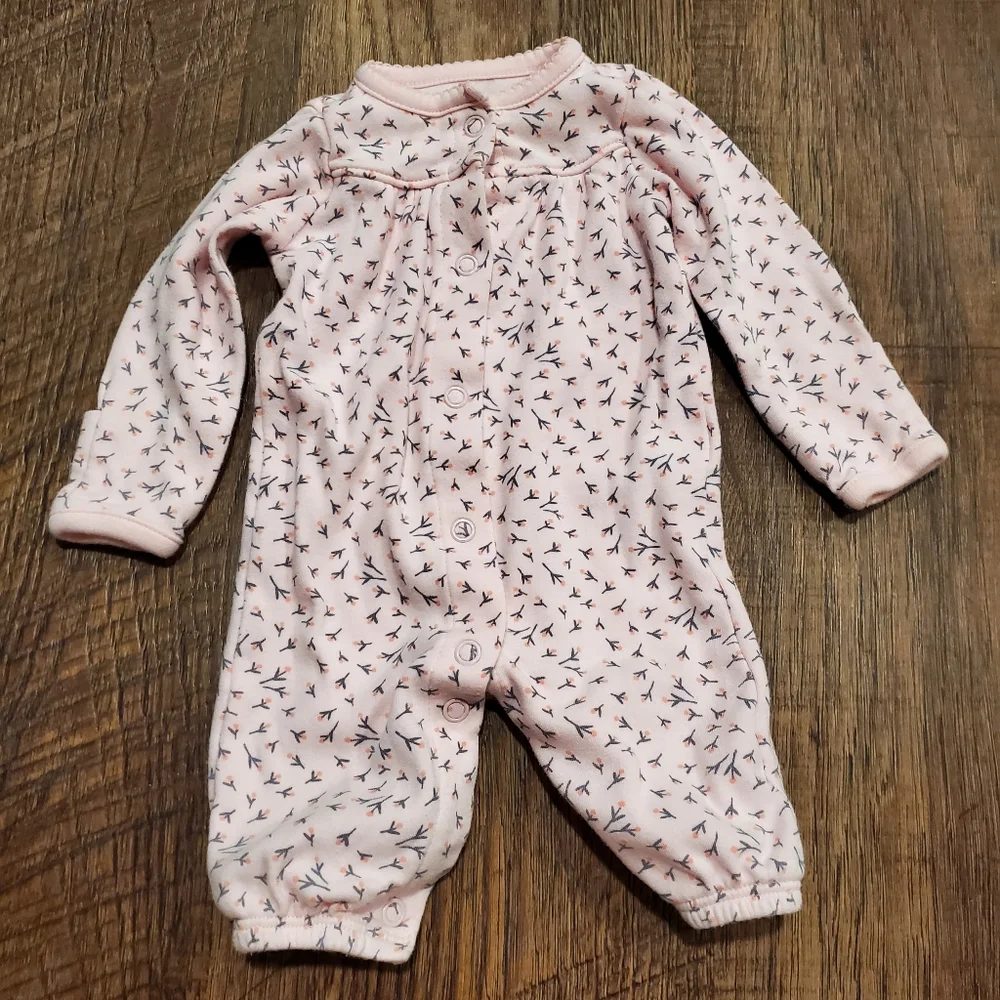 Carters Baby Convertible Footed Pajamas Sleep Sack Pastel Pink Floral Cotton NB
